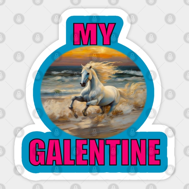 My galentine white horse in the surf Sticker by sailorsam1805